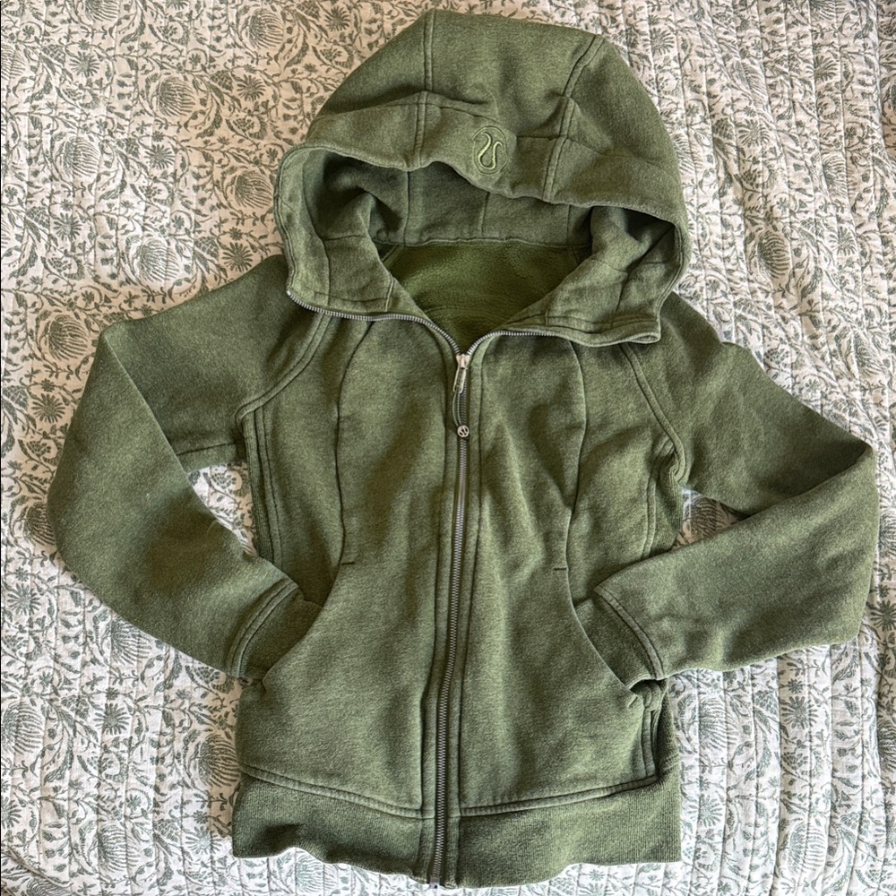 lululemon athletica Kids Olive Green Full-Zip Hoodie
